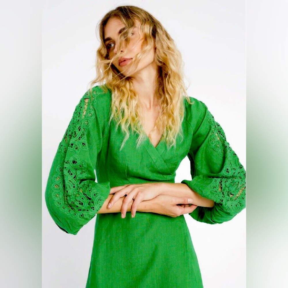 Anthropologie Maia Bergman Ines Linen Wrap Dress Size Medium